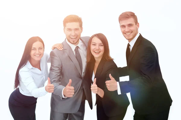 Feliz equipo de negocios mostrando pulgar hacia arriba.i — Foto de Stock