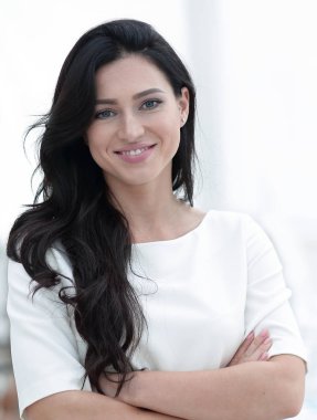 Yakın plan. Ofisteki yönetici kadın.