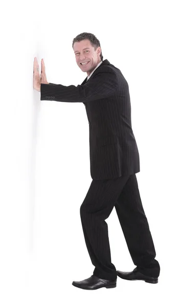 Retrato del hombre de negocios feliz posando con espacio para copiar —  Fotos de Stock