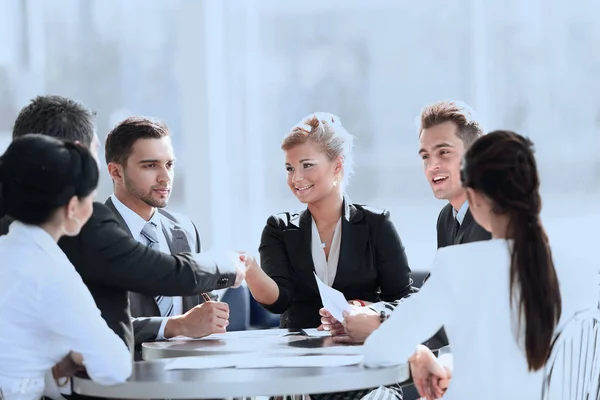 Business people shaking hands during meeting at creative office — Stock Photo, Image