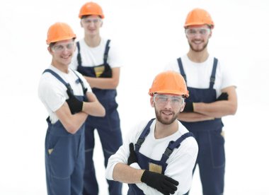 closeup.The foreman ve inşaat ekibi
