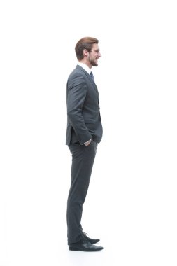 yan görünümü. Kendine güvenen işadamı