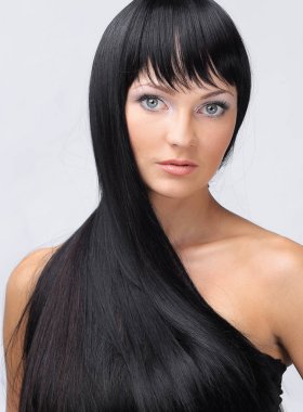 gri bir arka plan üzerinde izole kadın yakın çekim