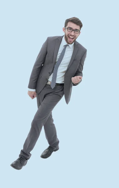 Homem de negócios feliz confiantemente vai em frente . — Fotografia de Stock