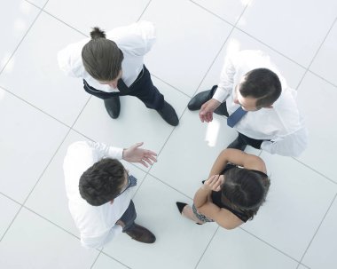 En baştan görüntüleyin. iş konuları tartışmaya bir iş takım arka plan görüntüsü.