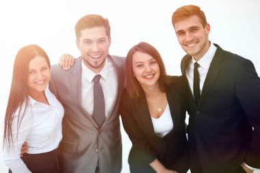 mutlu iş team.isolated beyaz bir arka plan üzerinde.