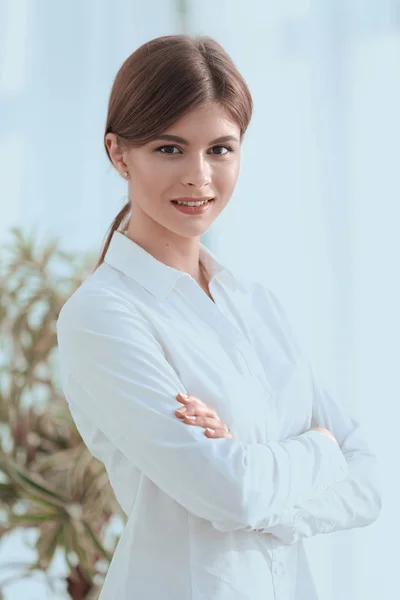 Close-up retrato de jovem empresária — Fotografia de Stock