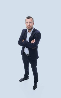 tam büyüme. Kameraya bakarak emin iş adamı