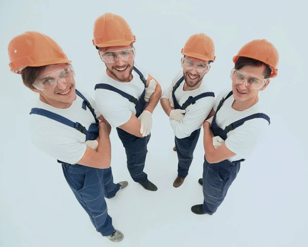 Grupo de construtores profissionais, olhando para a câmera — Fotografia de Stock
