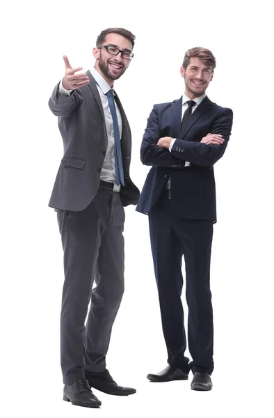 W pełnym wzroście. dwóch biznesmenów stojących razem — Zdjęcie stockowe