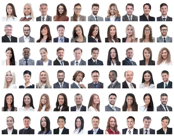 Collage di donna d'affari moderna di successo. isolato su bianco — Foto Stock