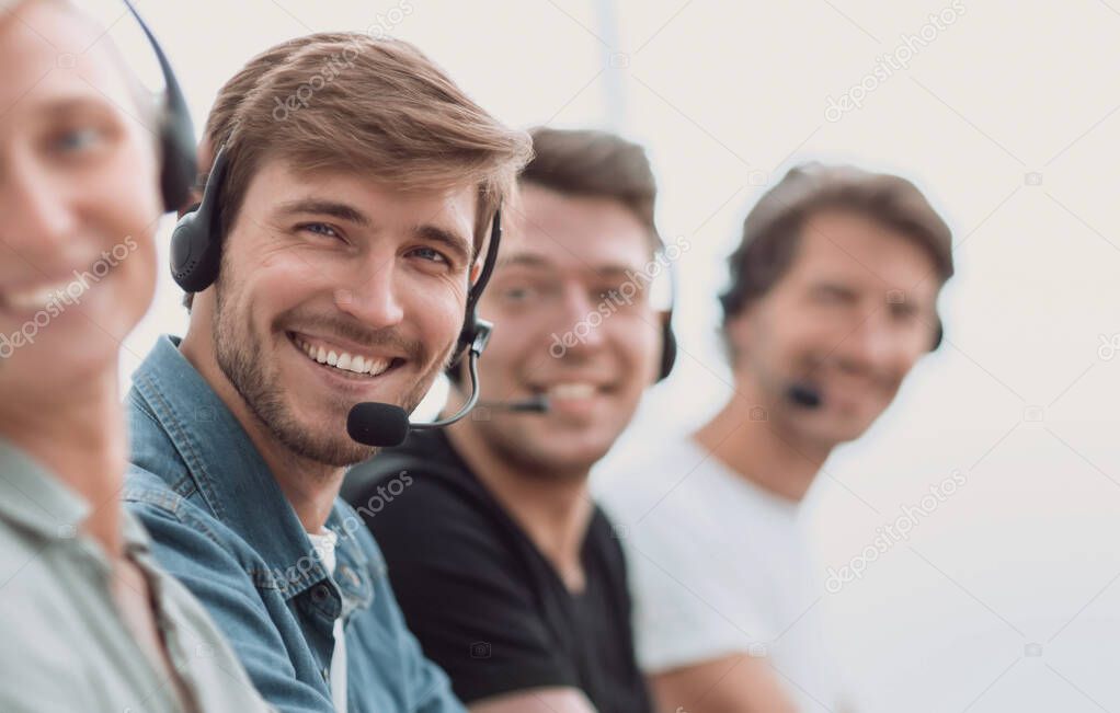 close up. portrait of the call center team in the workplace