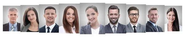 Colagem panorâmica de retratos de jovens empresários. — Fotografia de Stock