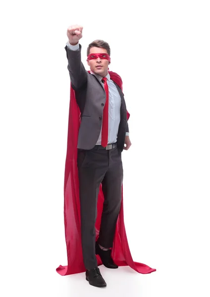 Successful business man superhero . isolated on white — Stock Photo, Image