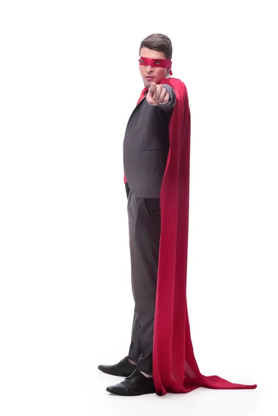 In full growth. confident Superman businessman pointing at you. — Stock Photo, Image