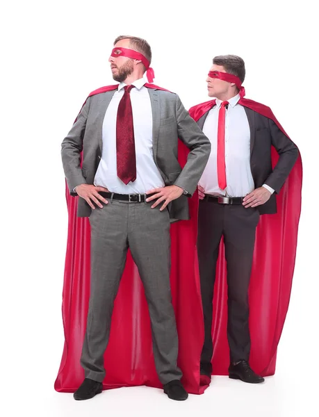 Superheroes businessmen looking somewhere to the side — Stock Photo, Image