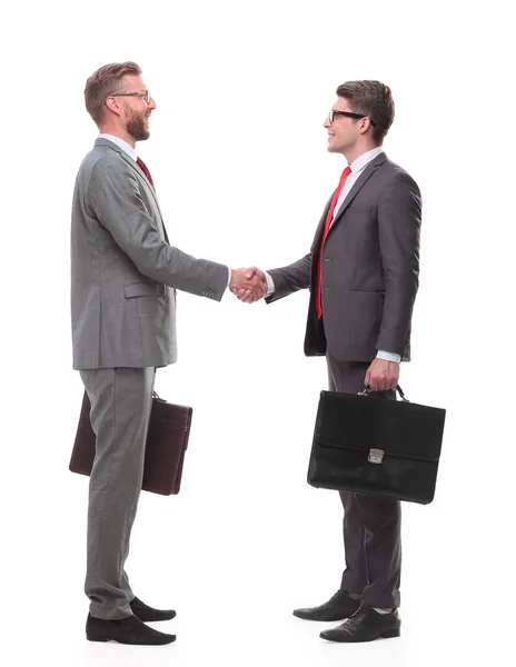 In full growth. two business men shaking hands — Stock Photo, Image