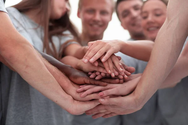 Nahaufnahme. ein großer Stapel Hände — Stockfoto