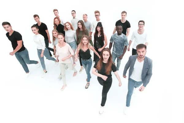 Bovenaanzicht. een groep zelfverzekerde jonge mannen op weg naar voren — Stockfoto