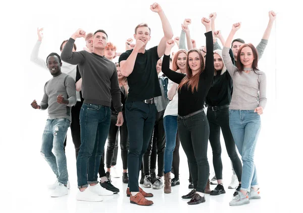 Groupe diversifié de jeunes heureux debout ensemble — Photo