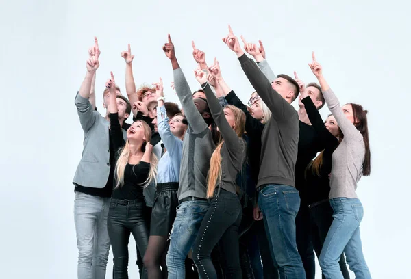 Grupo de jovens diversos apontando para — Fotografia de Stock