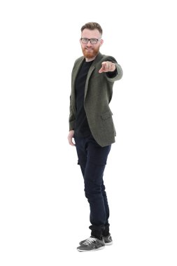 kendine güvenen iş adamı sizi işaret . beyaz izole