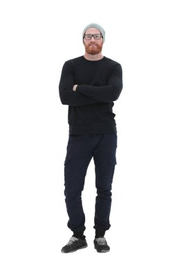 tam büyüme. kendine güvenen modern adam .beyaz izole