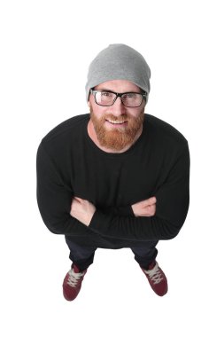 üst görünüm. iyimser modern adam kameraya bakıyor