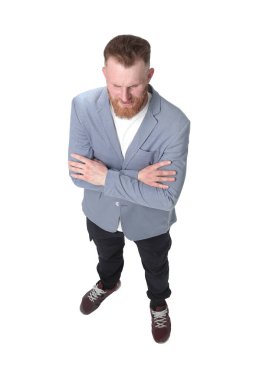 üst görünüm. gülümseyen iş adamı kameraya bakıyor