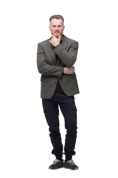 Homem de negócios moderno com barba vermelha. isolado em branco — Fotografia de Stock