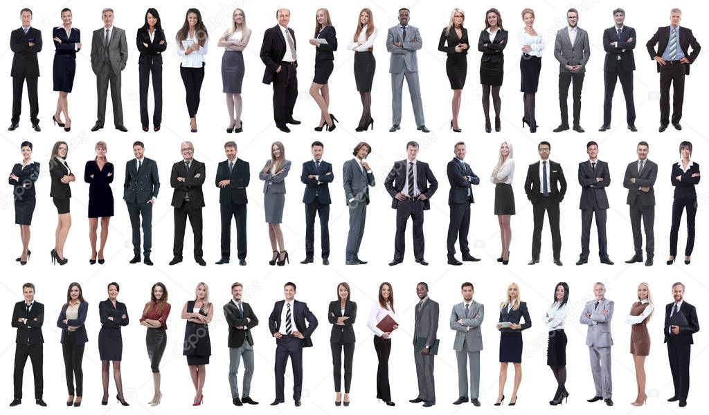 collage of a variety of business people standing in a row