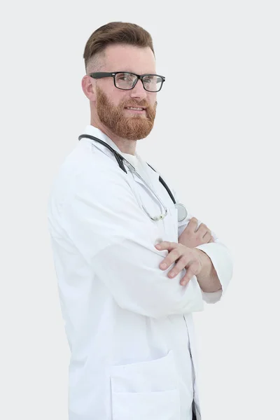 Male doctor with stethoscope. isolated on white — Stock Photo, Image