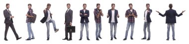 Kendini motive eden genç adamın panoramik kolajı.
