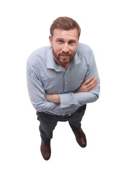 üst görünüm.kendine güvenen iş adamı kameraya bakıyor