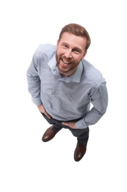 üst görünüm.kendine güvenen iş adamı kameraya bakıyor