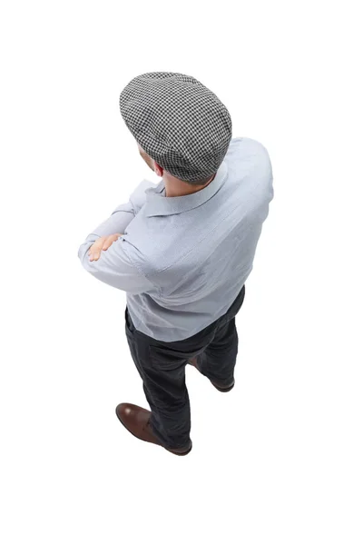 Üst görünüm. damalı şapkalı genç bir adam — Stok fotoğraf