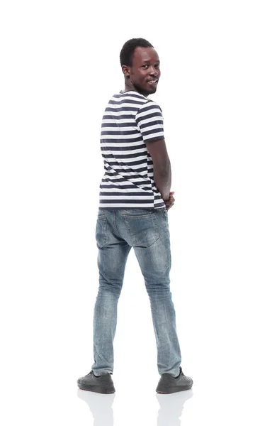 Stylish young man looking back. isolated on white — Stock Photo, Image