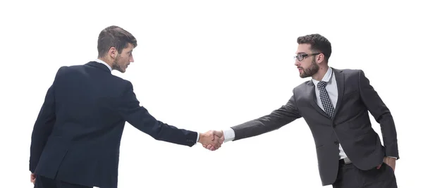 Dos hombres de negocios dándose la mano. aislado en blanco — Foto de Stock