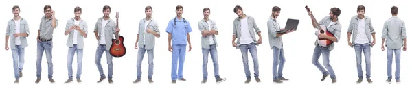 Panorama collage av ungdomar som leder en hälsosam livsstil — Stockfoto