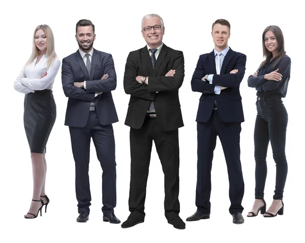 In volle groei.boss en zijn business team staan samen — Stockfoto