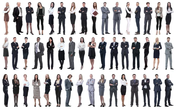 さまざまなビジネスの人々 の行に立ってのコラージュ — ストック写真