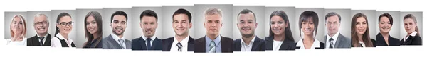 Panoramic collage of portraits of successful employees — Stock Photo, Image