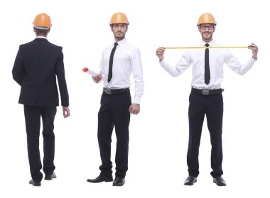 Turuncu kasklı, kalifiye bir mimar.