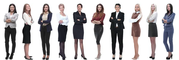 Collage panoramique d'un groupe de jeunes femmes d'affaires prospères . — Photo