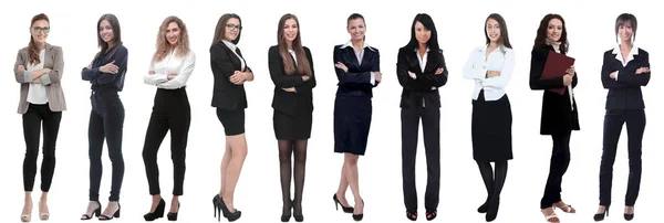 Collage panoramique d'un groupe de jeunes femmes d'affaires prospères . — Photo