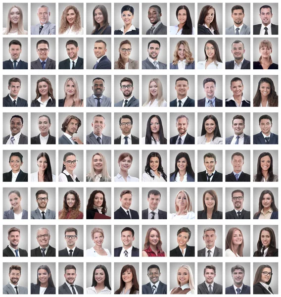 Portraits of a group of successful employees isolated on white — Stock Photo, Image