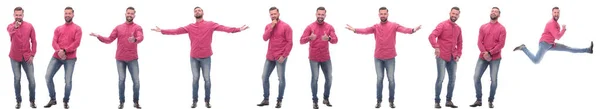 Collage de fotos de un hombre guapo con una camisa roja —  Fotos de Stock