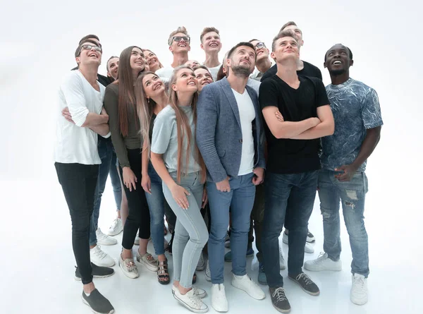 Alt manzara. Bir grup genç avuçlarını birleştiriyor.