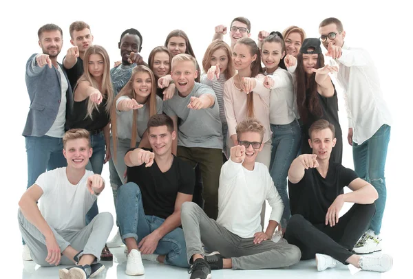 Large group of young people pointing at you. — Stockfoto