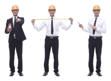 Turuncu kasklı başarılı mimar mühendisi..